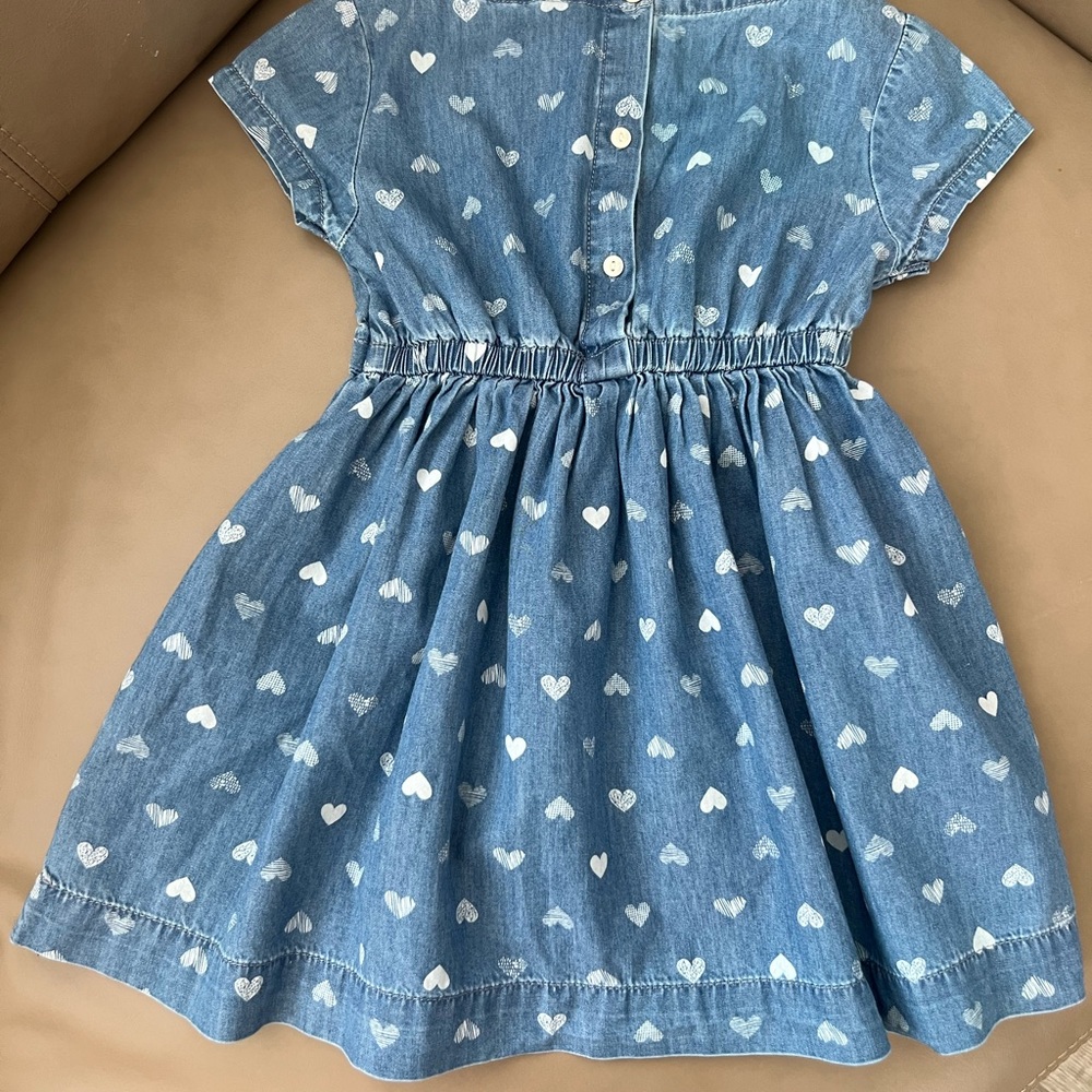 OshKosh B’Gosh empire waist denim dress with with hearts. Size 3T